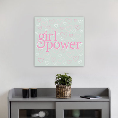 Girl Power - Sparkling Hearts Contemporary Typography Art