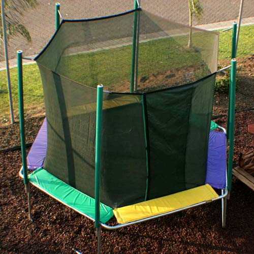 12 ft. Hexagon Trampoline with Enclosure, Green/Purple/Yellow