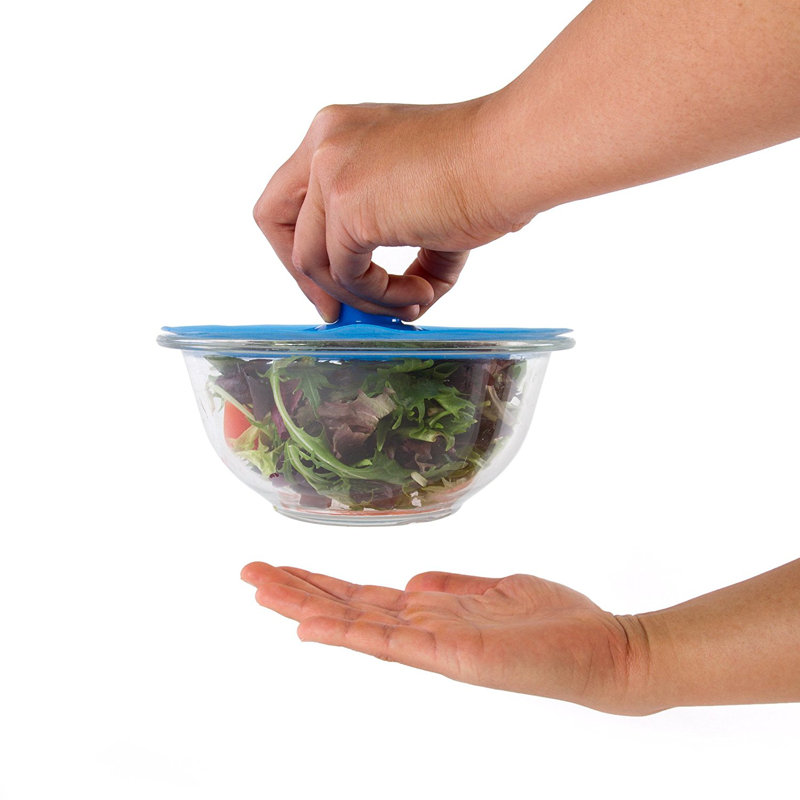 Blue Silicone Suction Bowl and Pan Lid Covers Set of 5