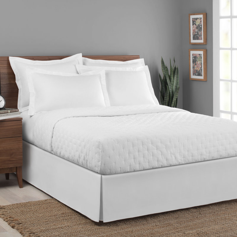Fresh Ideas Tailored Bed Skirt, 14" Drop Length, King, White