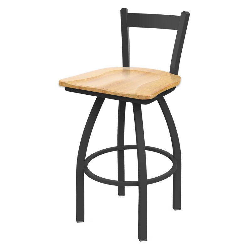Tabouret de comptoir pivotant 821 Catalina, Étain, Bois - Érable naturel, Tabouret de bar (siège d'une hauteur de 30 po)