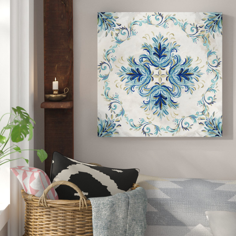« médaillon ii », reproduction de peinture à l’aquarelle sur toile tendue, H 12 po x l 12 po