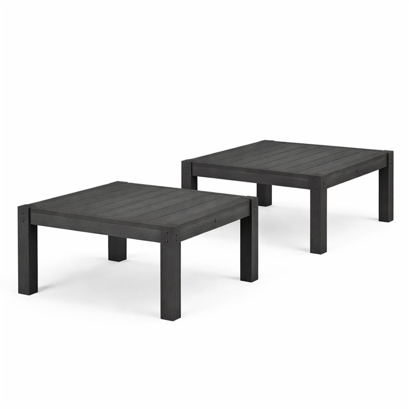 Square Outdoor Side Table , 27.4" In. W 13" In.h, Black(Set Of 2), Black