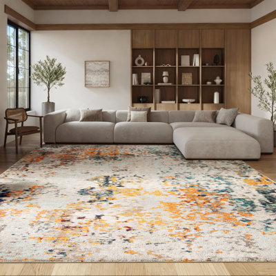 Felty Abstract Gray/Beige Area Rug
