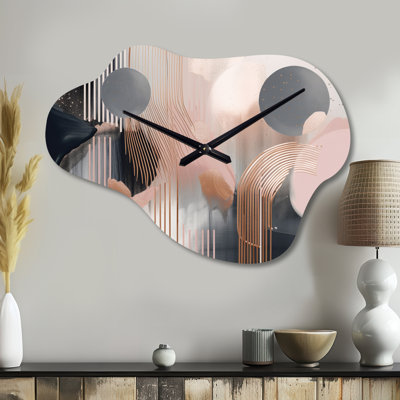 Palazzo Whispers Of Marble II - Marble Cloud Metal Wall Clock, Modern Asymmetrical Wall Clock Print