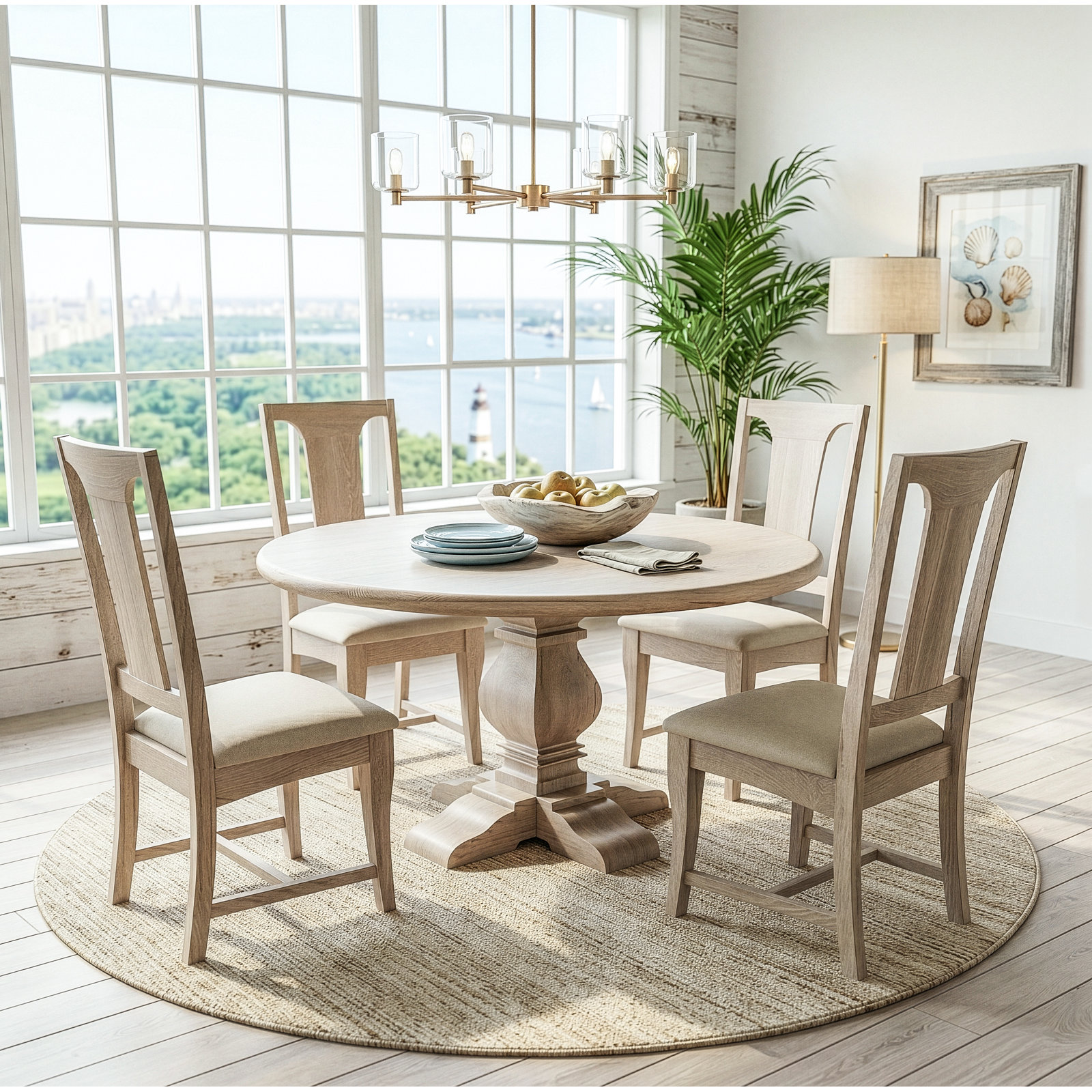 Lyons Round Dining Table, 30" H x 54" W x 54" D, White