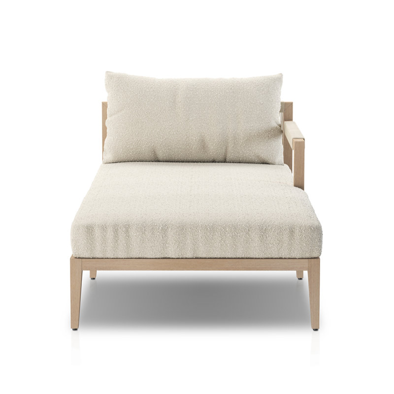 Sherwood Outdoor Chaise Lounge, Fiqa Cream Boucle, Weathered Gray/Dark Gray