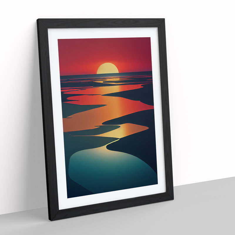 Legendary Sunset View Abstract - Framed Print, Black, 46cm H x 34cm W x 2cm D