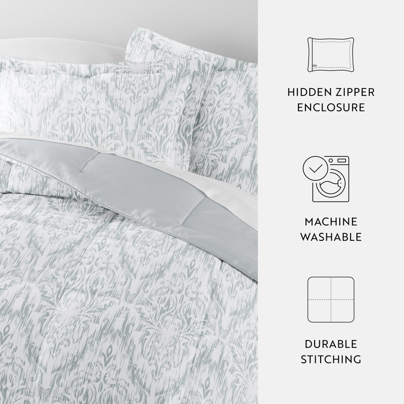 Twin Blue Reversible Down Microfiber Comforter Set