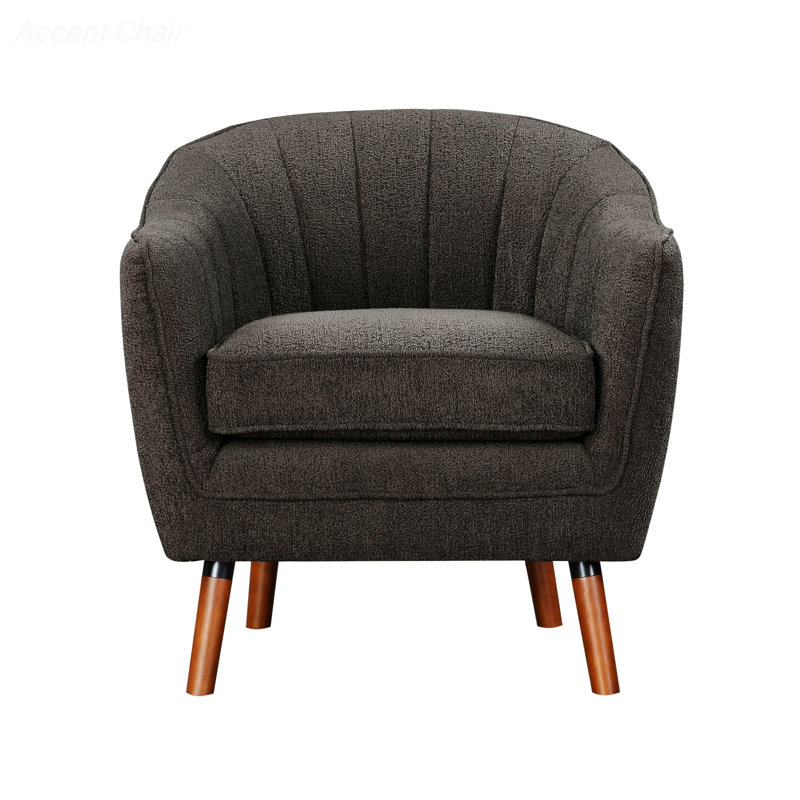 30'' Wide Tufted Barrel Chair, Charcoal Fabric