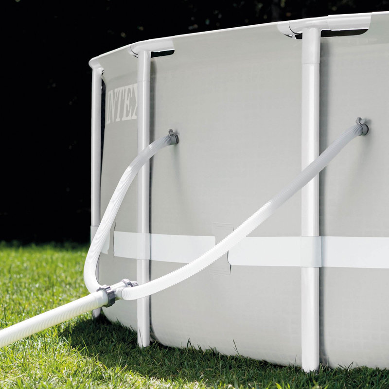 18ft x 48in Gray PVC Round Above Ground Pool Set with Filter Pump