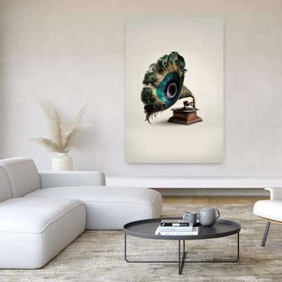 Art contemporain coloré, oiseau rétro moderne
