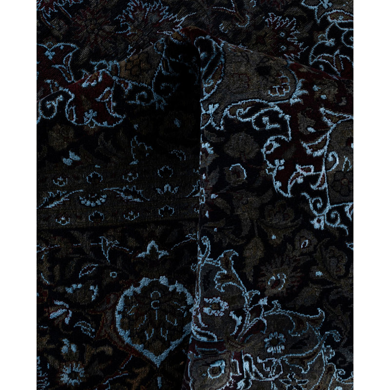 Tapis unique noué à la main rouge Rachal, 11 pi 3 po x 14 pi 10 po