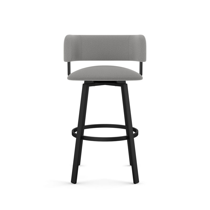 Hillingdon Swivel Counter &  Bar Stool, Counter Stool (26" Seat Height), Light Cold Gray 100% Polyester, Textured Black