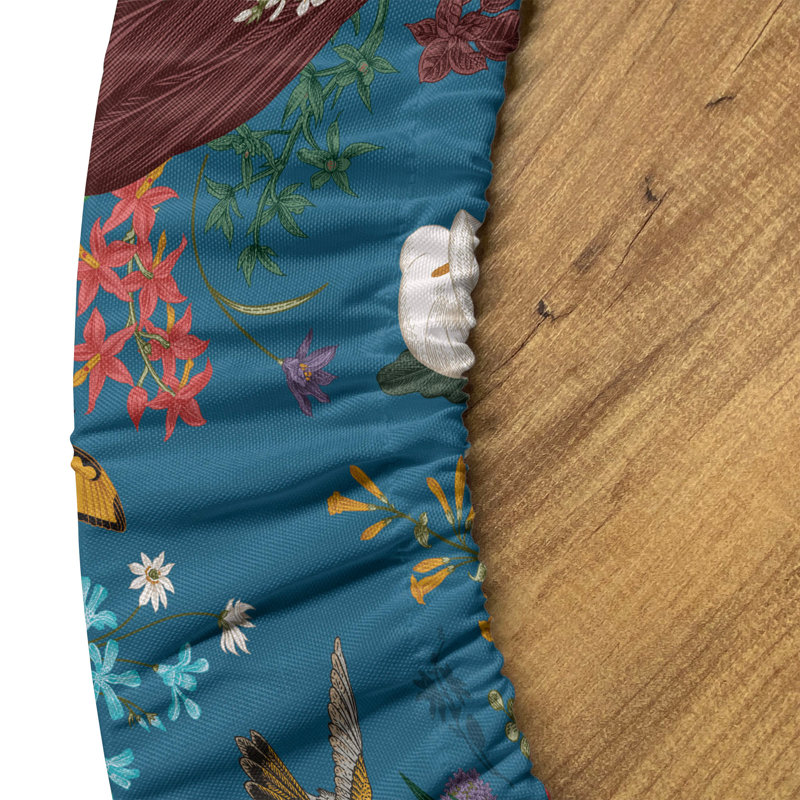 Winston Porter Botanical Fitted Round Tablecloth Diameter Multicolor, 51.97" Round