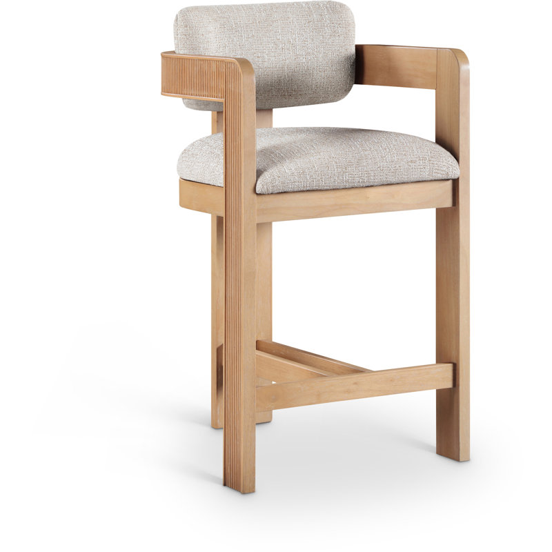 Tabouret rembourré Sacha Howley, Naturel, Texture de lin, Beige