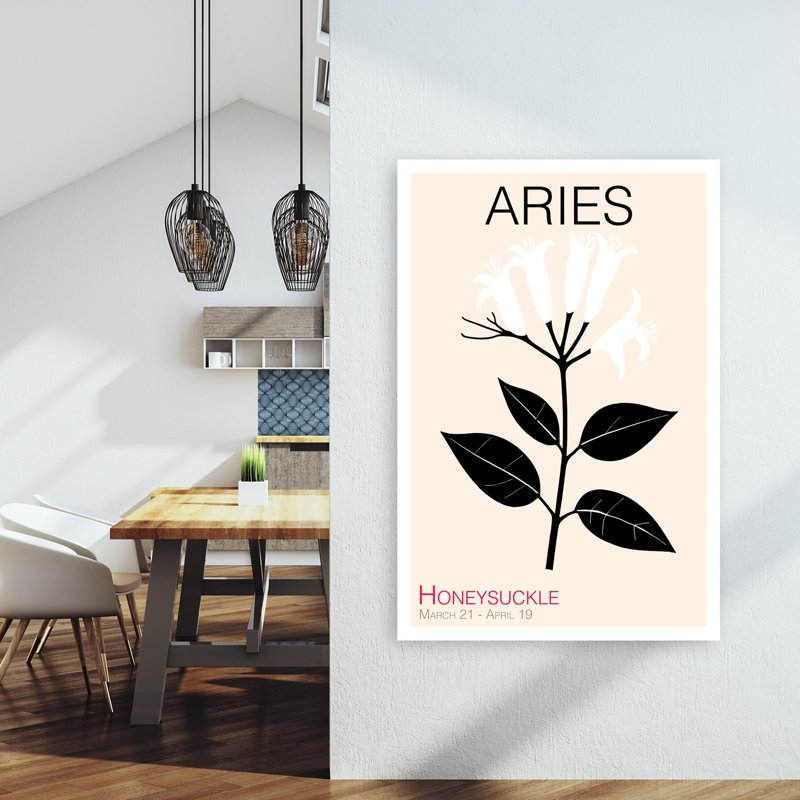 Aries Honeysuckle Floral Bold Elegant Modern Honeysuckle Flower Spring Wall Art Print 1 Piece Wrapped Canvas Wall Art