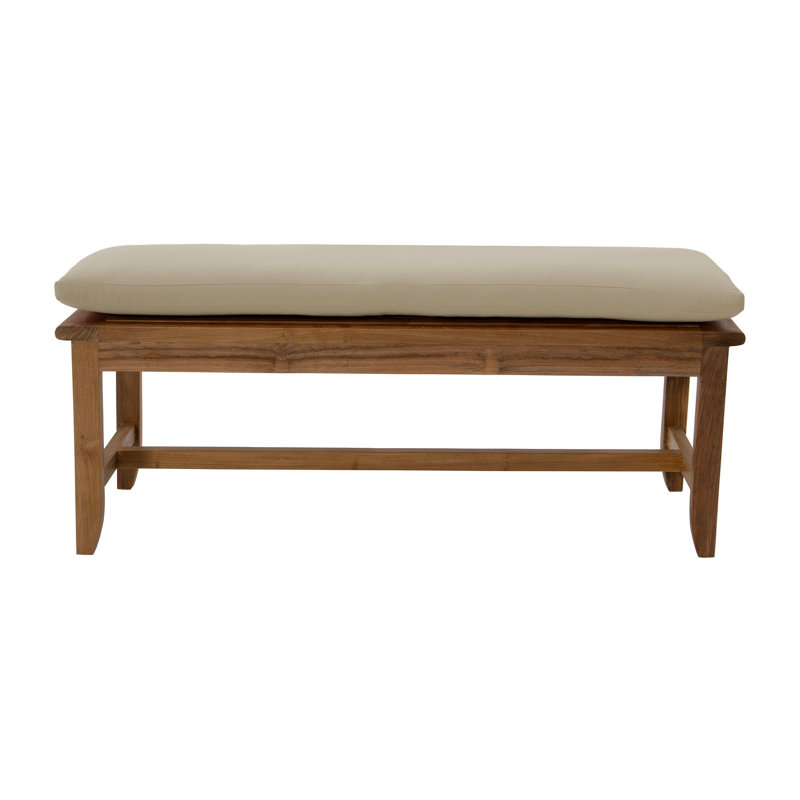Jamshida Outdoor Teak Bench, 18" H x 50" W x 50" D, Antique Beige