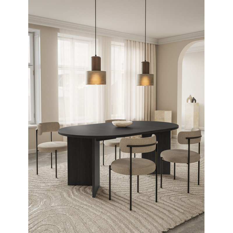 Extendable Round Dining Table, Black