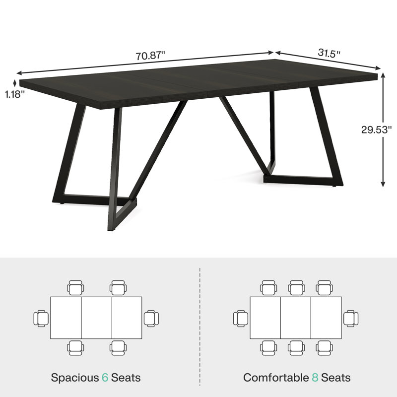70.86-Inch Large Modern Executive Desk, Black