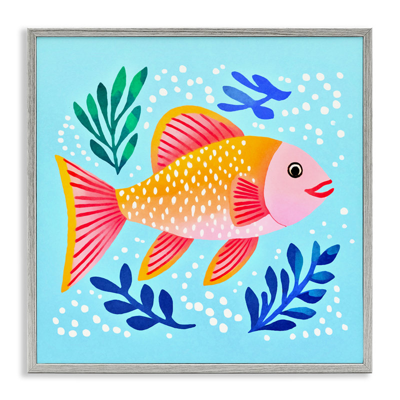 «Whimsical Fish & Seaweed», estampe numérique encadrée par Andrea Haase, Estampe numérique Farmhouse, H 24 po x l 24 po