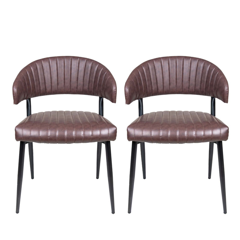 Chaise de salle à manger rembourrée en similicuir à dossier courbé (ensemble de 2)