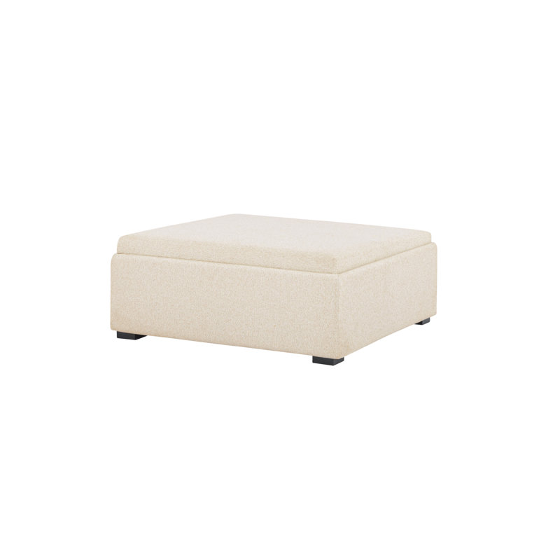 Montana Square Ottoman, White Polyester