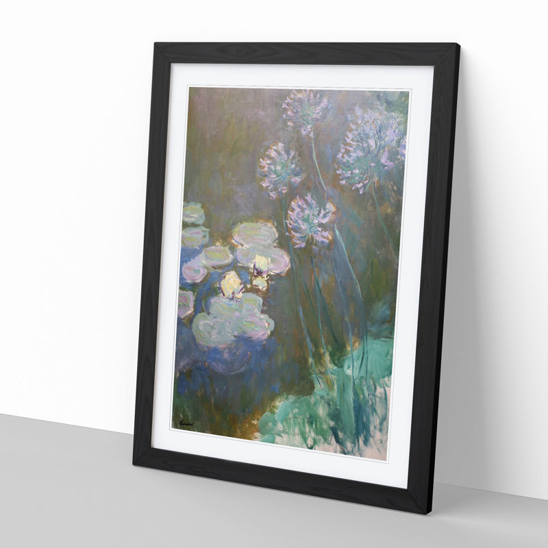Water Lilies Lily Pond Vol.6 by Claude Monet - Picture Frame Painting, 65cm H x 48cm W x 2cm D, Black