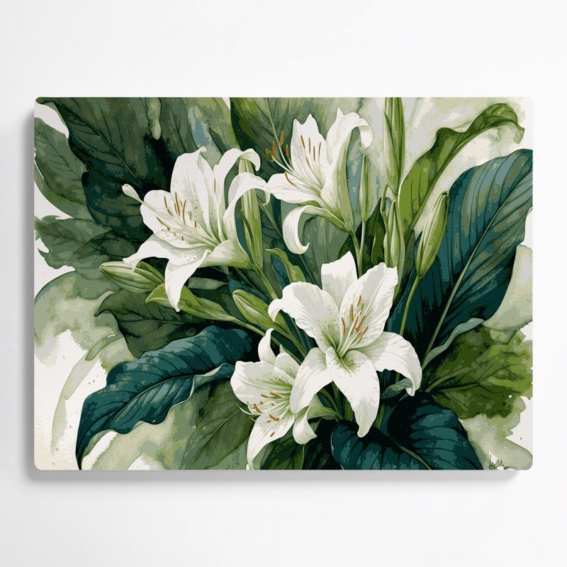 «Botanical Peace Lily», art mural en métal vert, H 11 po x l 14 po