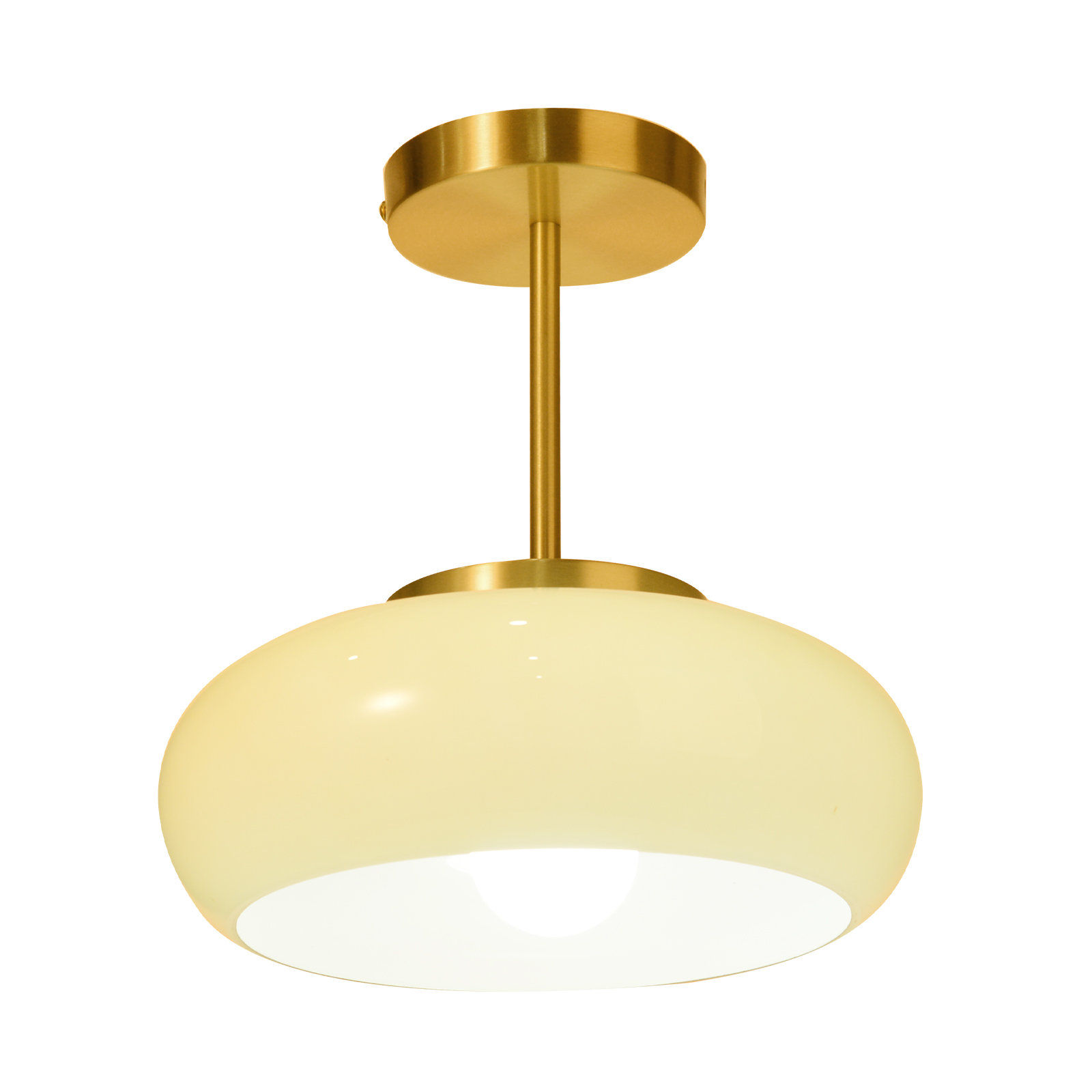 1 - Light Copper Dome Pendant Beige, 11.02" H x 15.75" W x 15.75" D