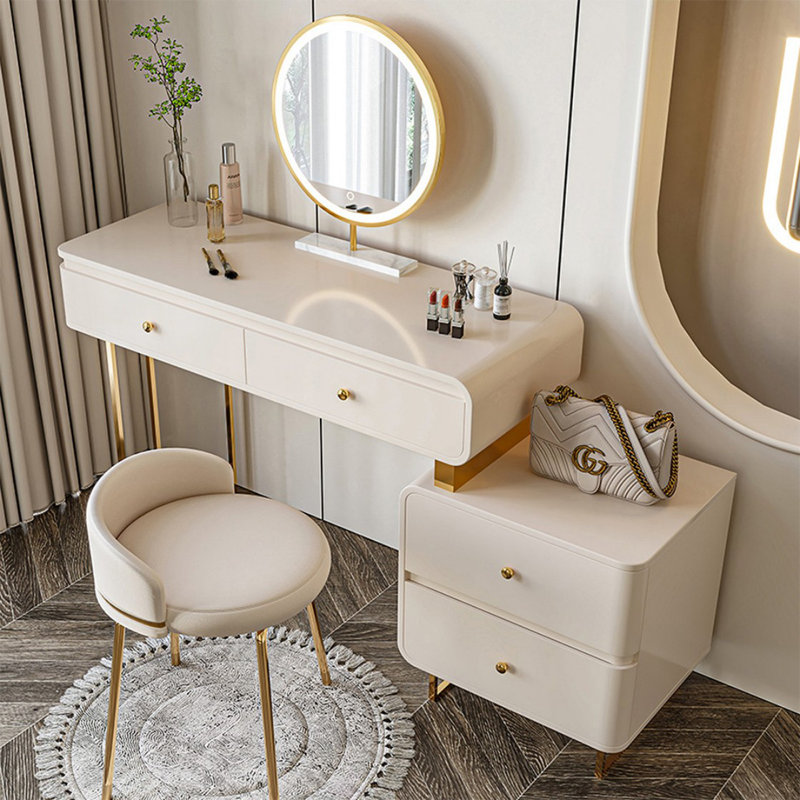 Makeup Vanity with Light mirror,4 drawers,Power Outlet