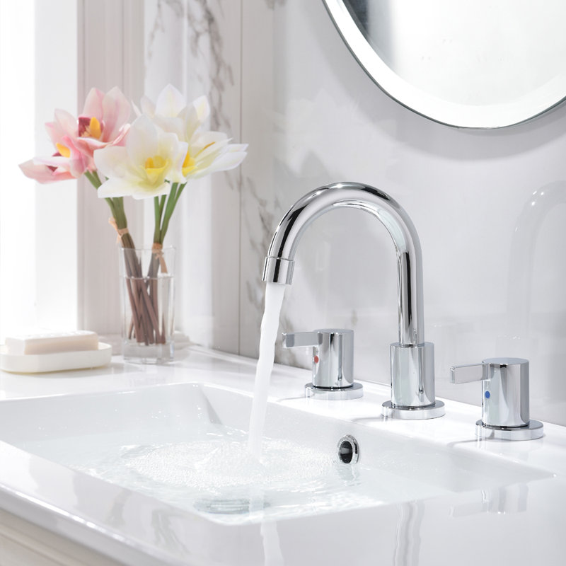 2-handle Bathroom Faucet with Drain Assembly, Chrome