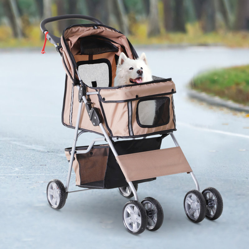 Foldable Pet Stroller, Beige