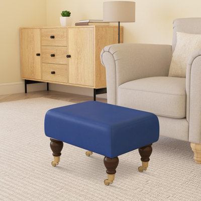 Acierno Mahogany Wood Caster Leg - Faux Leather