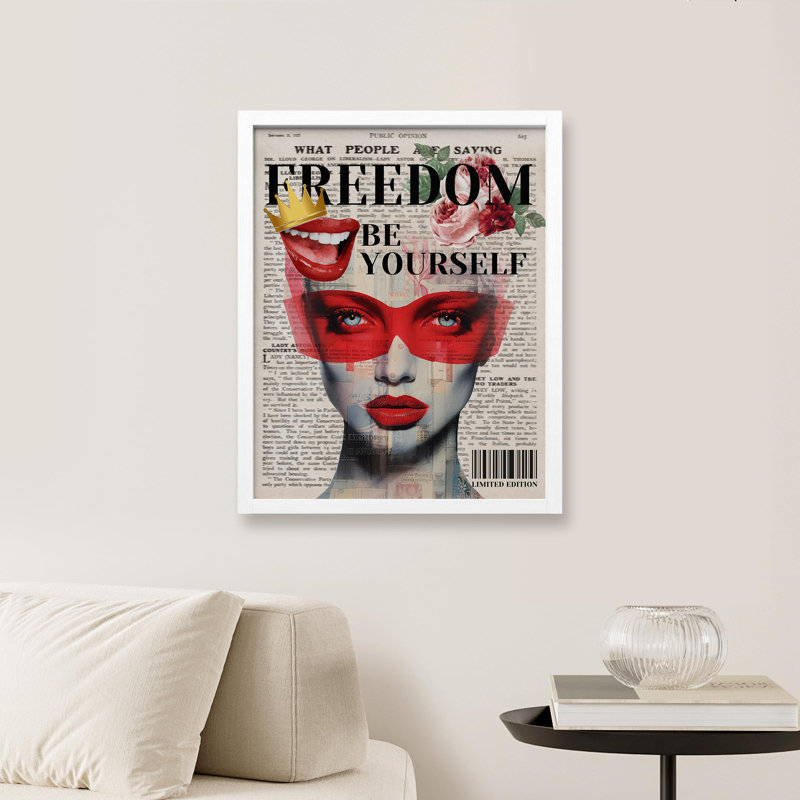 «Freedom Be Yourself Girl's Room» - Impression de cadre photo simple, Blanc, H 16 po x l 12 po