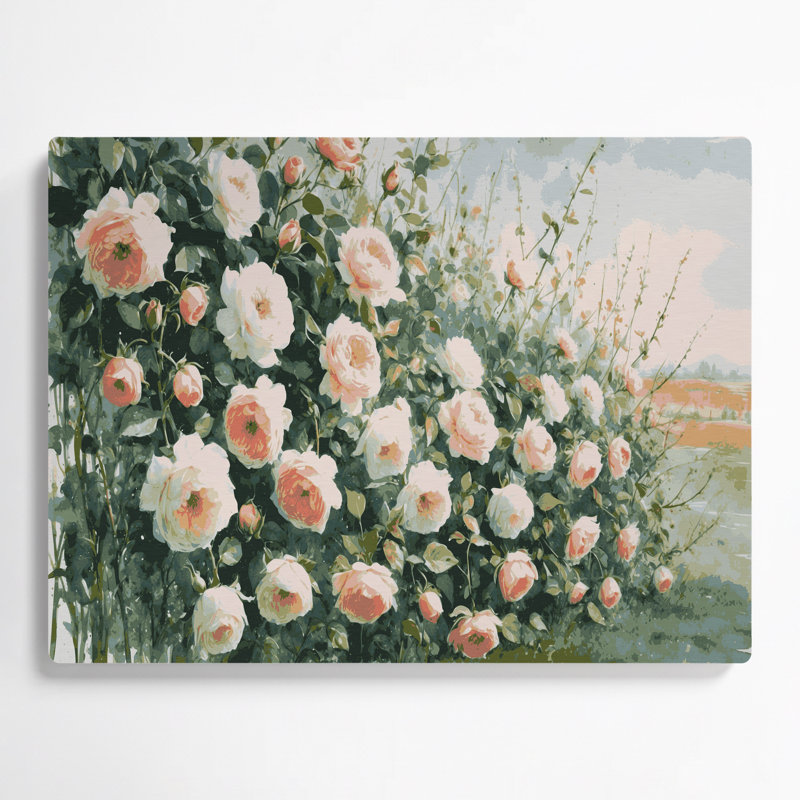 «Farm Country Rose Sprays», art mural en métal beige, H 8 po x l 10 po
