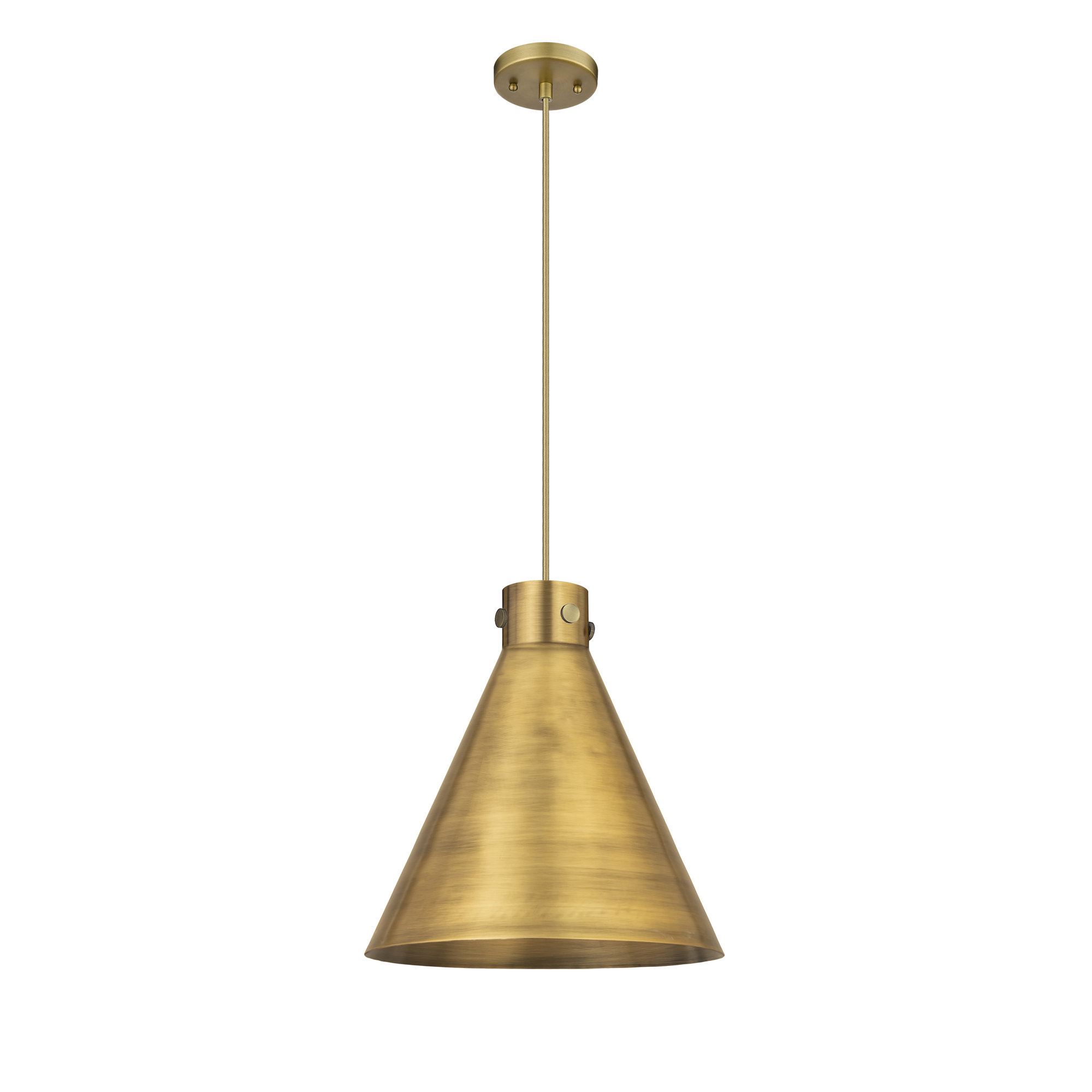 Coterie Single Light Metal Dimmable Pendant, Brushed Brass, 17.75" H x 16" W x 16" D