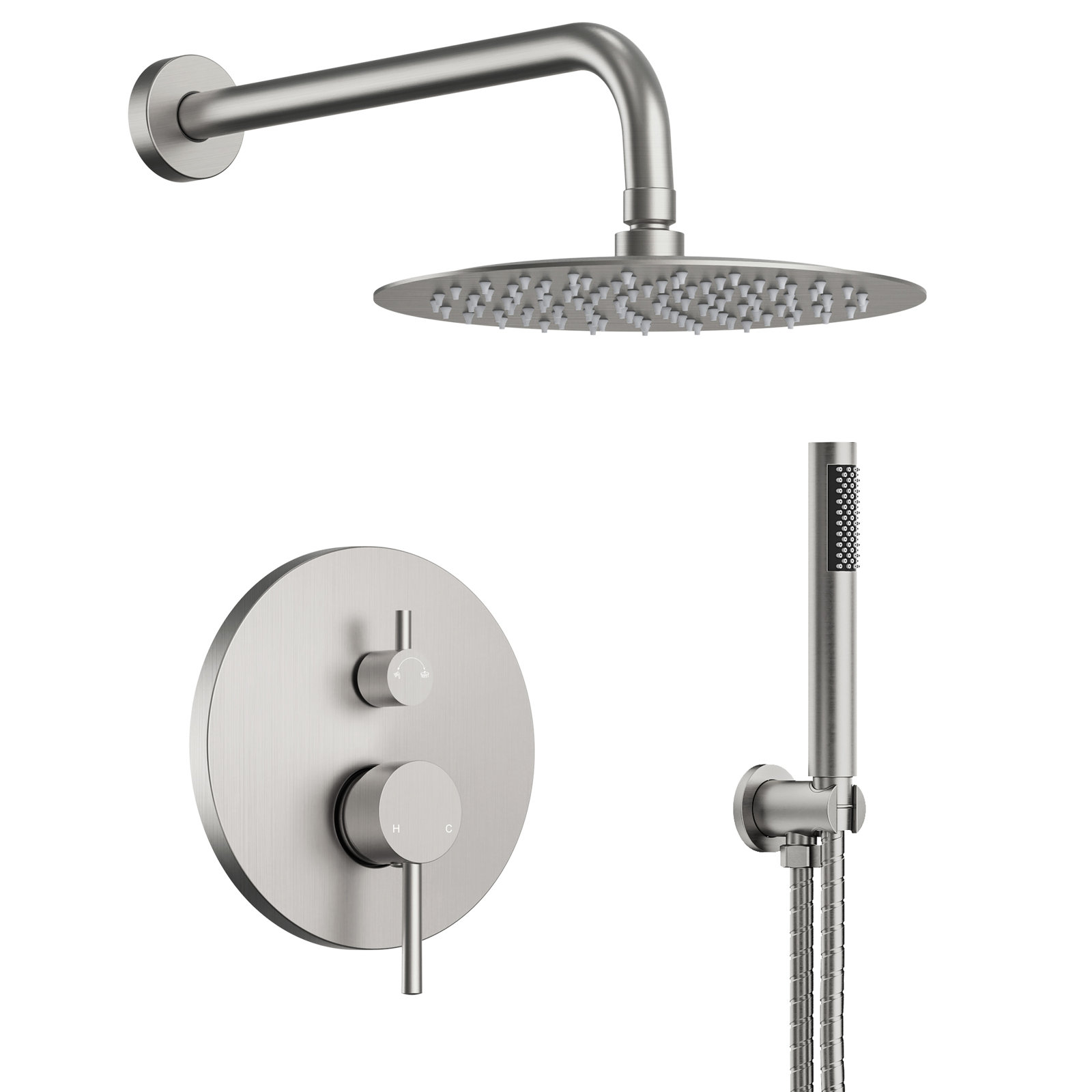 RainfallCascade 10" Shower System, Brushed Nickel, 2.0