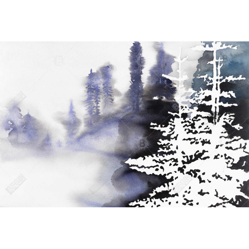 Silhouette d'une forêt - décor de toile encadrée paysages bleus