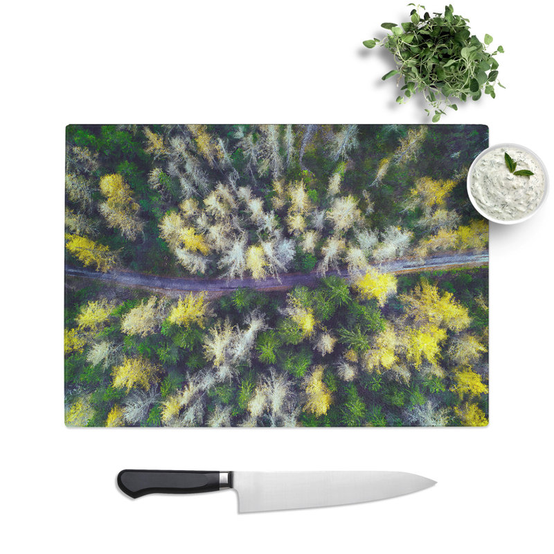 Tempered Glass Forest in Austria Painting Chopping Board, 20 cm x 28.5 cm