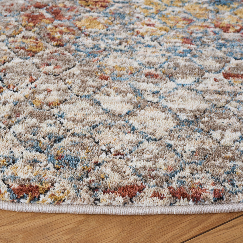 Tapis beige / rouille à motif abstrait Breelee, Carré 6 pi 4 po