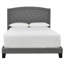 Lit plateforme très grand pour chambre à coucher Revêtement en lin gris doux avec tête de lit capitonnée et arquée sans sommier