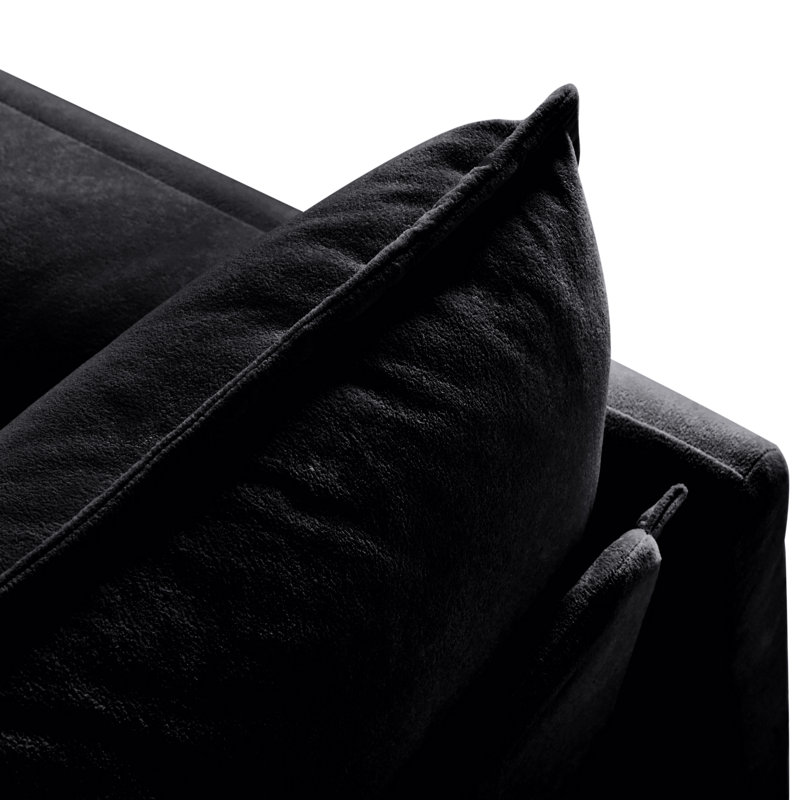 Siège profond modulaire avec 3 repose-pieds et coussins, pour salon, appartement. Chenille noire. Canapé-lit modulaire de luxe spacieux et confortable