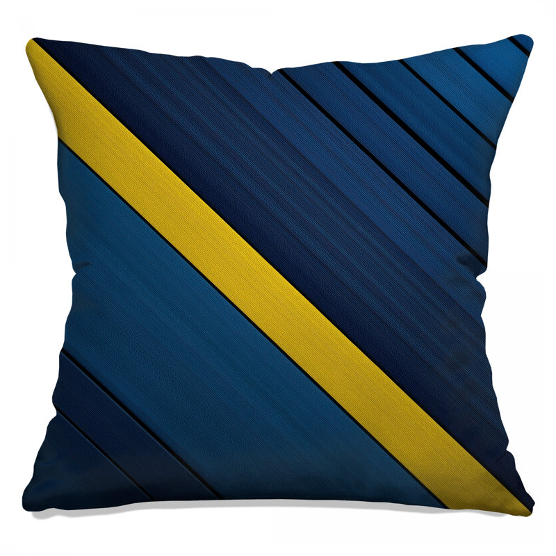 Coussins décoratifs à rayures bleues et jaunes, 16 x 16 pouces