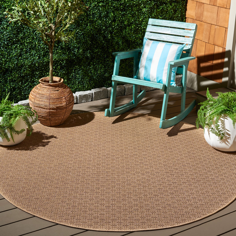 Magdelene Performance Solid Color Indoor/Outdoor Area Rug, Round 6'7"