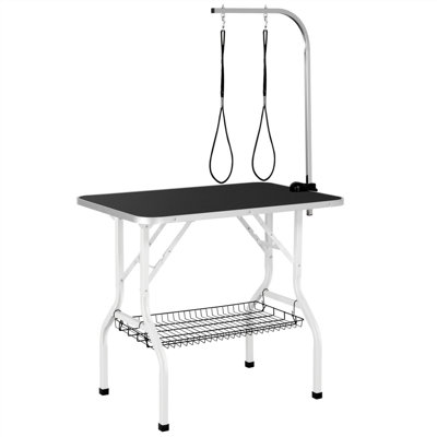 159 cm H x 91 cm W x 61 cm D MDF and Plastic Adjustable and Foldable Dog Folding grooming table