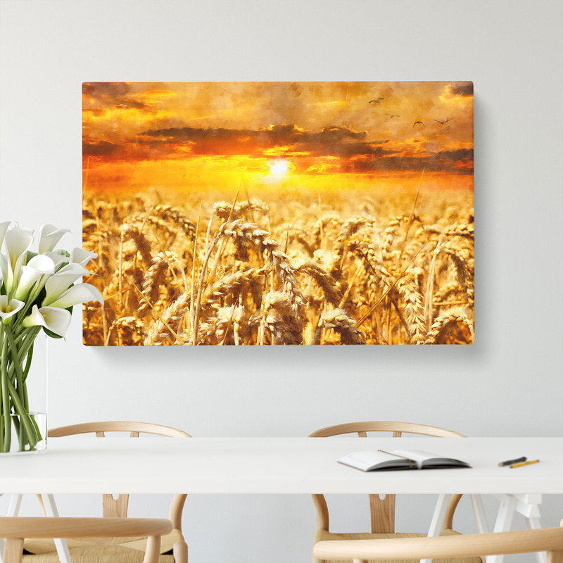 Wheat Field At Sunset - Wrapped Canvas, 40cm H x 60cm W x 3cm D