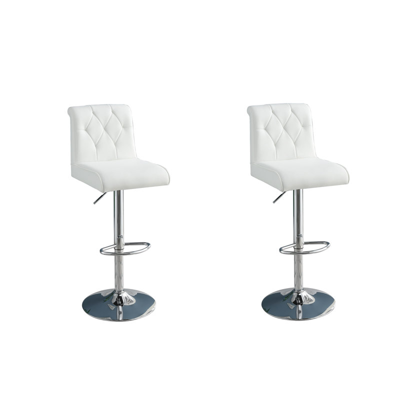 Tabourets de bar réglables modernes blancs, similicuir avec base pour salle à manger décontractée, 2 pièces, décoration intérieure contemporaine