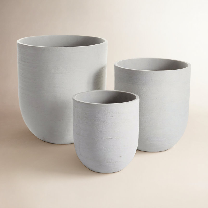 FIBRESTONE MALIBU CYLINDER POTS, SET OF 3, White