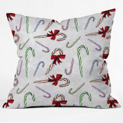 Madart Inc Multi Candy Canes Throw Pillow